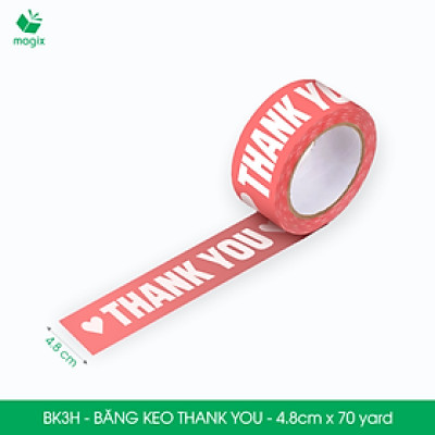 BK3H - 12 Cuộn băng keo in chữ THANK YOU 4.8cm x 70yard băng dính niêm phong hàng dễ vỡ