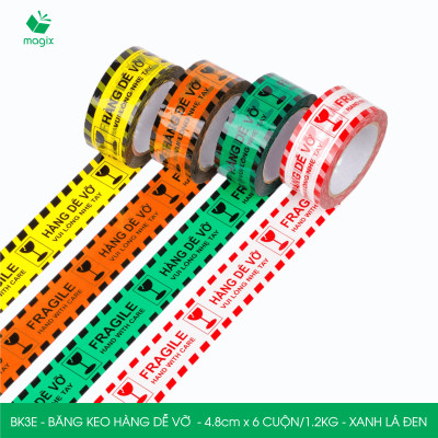 BK3E - Băng keo HÀNG DỄ VỠ màu xanh lá đen khổ 4.8 cm - Băng dính niêm phong - 3 cuộn