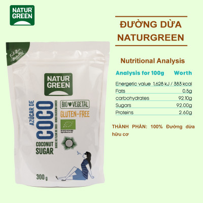 Đường Dừa Hữu Cơ Naturgreen 300g Organic Coconut Sugar