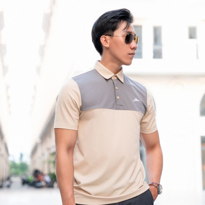 Áo Polo Nam Thể Thao Cổ Sơ Mi ALLPUR CoolMax Siêu Mát - Ngăn mùi - Màu Kem Phối Xám