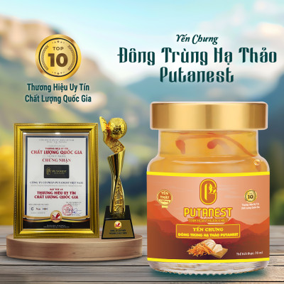 Yến chưng Đông trùng hạ thảo PUTANEST hộp quà tặng cao cấp 12 hũ 70ml đẹp da tăng sức đề kháng