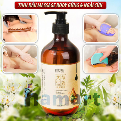 Dầu Massage Body 500ml Tinh Chất Gừng Ngải Cứu Spa Đông Y Cổ Vai Gáy Dưỡng Sinh Giảm Đau Xương Khớp