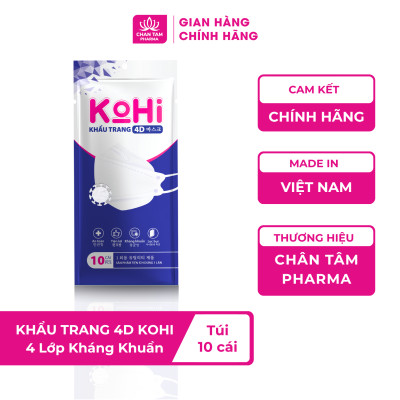 [Chính Hãng] Khẩu Trang 4D KOHI 4 Lớp Kháng Khuẩn, Ôm Khít Mặt -  Túi 10 Cái