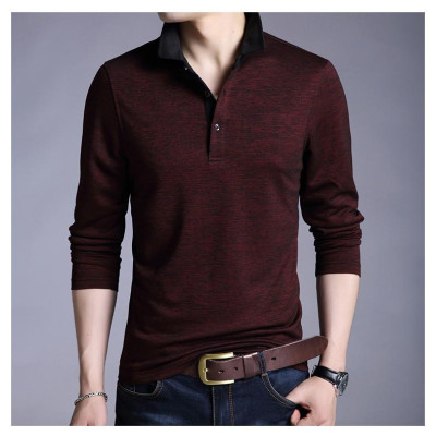 ÁO THUN NAM DÀI TAY CỔ SƠ MI PHONG CÁCH HÀN QUỐC ATD01-XÁM ĐEN