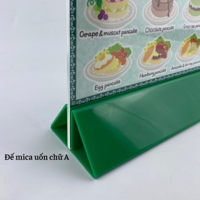 Kệ menu nhà hàng, Standee mica để bàn, Bảng quét mã QR Code, Kệ mica 2 mặt Enter E07-A 150x210mm đế lùa uốn chân chữ A
