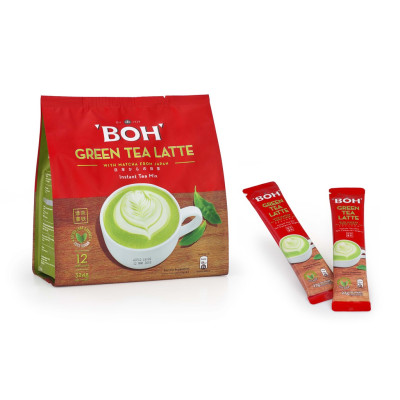 BỘT TRÀ SỮA VỊ TRÀ XANH LATTE TÍ ĐƯỜNG HIỆU BOH - BOH GREEN TEA LATTE LESS SUGAR (12