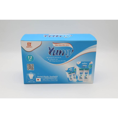 [Lố 12 hộp] Tăm nhựa vỉ 2 hộp chữ nhật YUMY size Z [TN11-125] hộp 140 que
