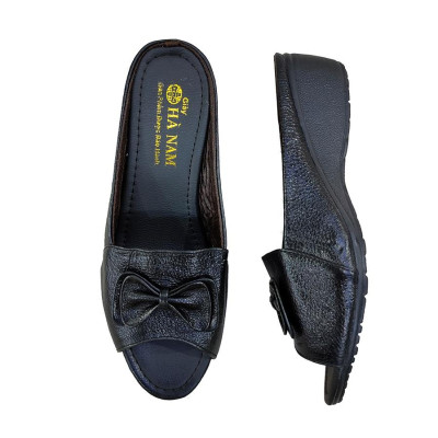 Dép Nữ Quai Ngang Đế Xuồng HÀ NAM Da Bò Thật Cao Cấp DNU2136