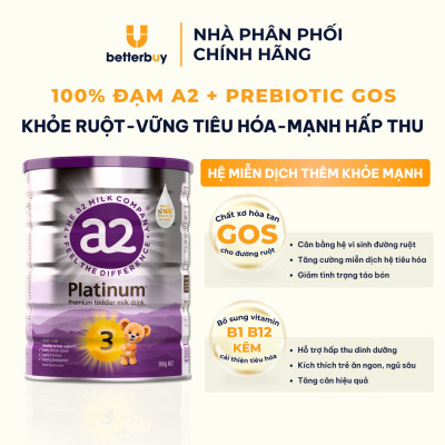 Combo 3 Lon Sữa a2 Milk a2 Platinum Premium Toddler Milk Drink Đủ Số Lon 900g