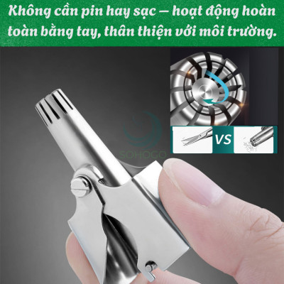 Dụng cụ cắt tỉa lông mũi bằng thép không gỉ kèm hộp đựng và chổi vệ sinh-Kéo tỉa lông mũi cơ học mini- Dụng cụ tỉa lông mũi không cần pin- Dụng cụ cắt lông mũi inox tiện lợi