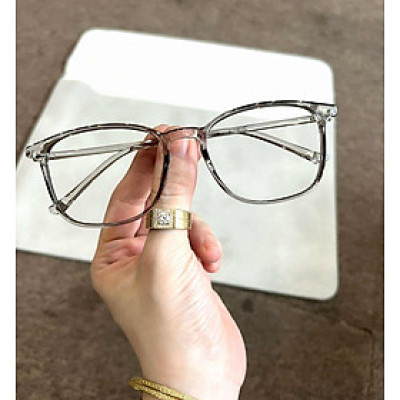 Kính Mắt vuông to gọng nhựa dẻo siêu nhẹ thời trang cho nam nữ (Màu ghi trong)