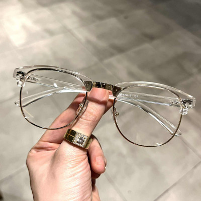 Kính Trong suốt dáng CLub nửa viền unisex cho nam nữ