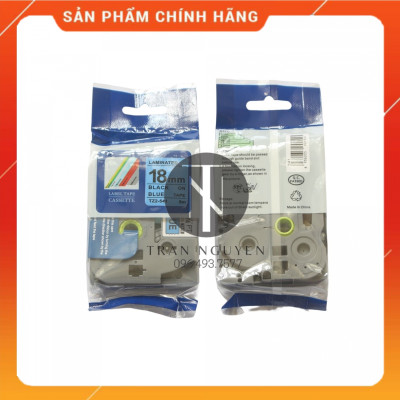 [Combo 5 hộp] Nhãn In đa lớp Tz2-541 - Đen nền Dương 18mm x 8m - Hàng nhập khẩu