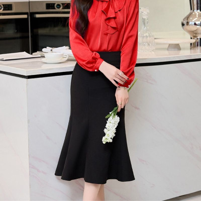 Chân váy đuôi cá midi dáng dài ôm body vải kaki thun co giãn - Vannhshop CV0089