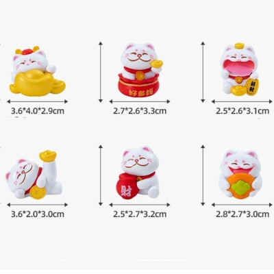 Mô Hình Mèo Lucky Mini Bộ Lục 6 Cái Trang Trí DIY_ Hàng chính hãng