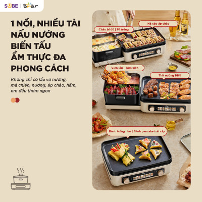 Nồi lẩu nướng đa năng Bear GR-5H22R83 Hàng chính hãng