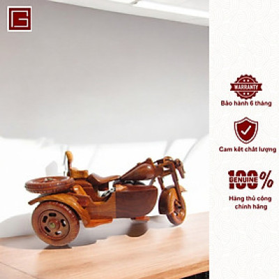Mô hình mô tô 3 bánh gỗ tràm, mô hình xe mô tô trang trí, decor bàn làm việc, phòng làm việc, hàng chính hãng