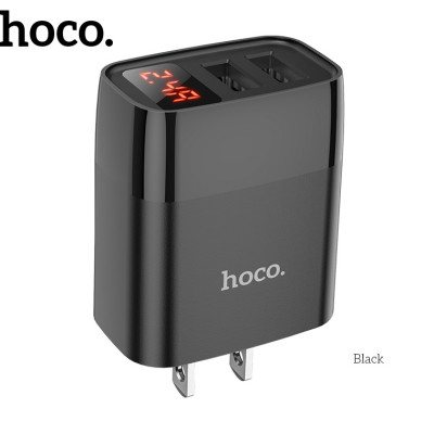 Cóc Sạc Nhanh Hoco C86 2.4A 2 Cổng Usb Màn Hình Led - Hàng Chính Hãng