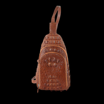 HJ6285-86-87-88 - Túi đeo trước nam da cá sấu Huy Hoàng màu đen, nâu đất, vàng bò, nâu đỏ