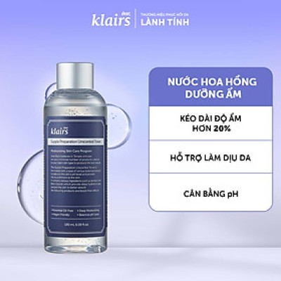 Nước hoa hồng Dear, Klairs Supple Preparation Unscented Toner 180ml