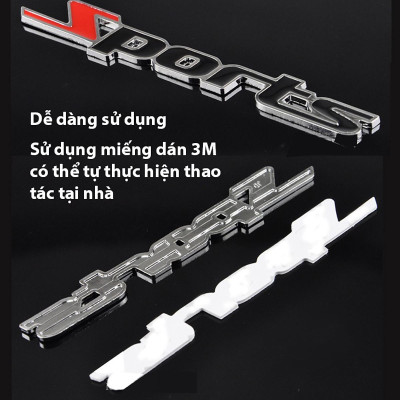 Logo kim loại chữ nổi SPORTS dán ô tô