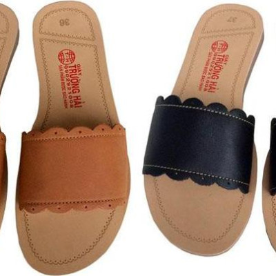 Dép nữ quai ngang 1 bản da bò đế đúc cao cấp Trường Hải QNN0156