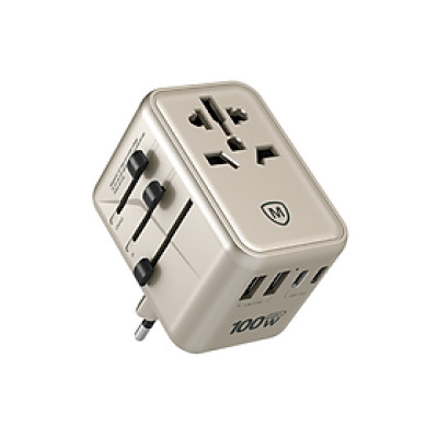 Củ sạc du lịch đa năng MicroPack 100W MTA-5100 Sạc 6 thiết bị cùng lúc - 3 cổng USB-C, 2 cổng USB-A, 1 đầu ra AC - Hàng chính hãng