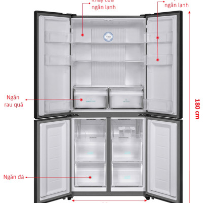 Tủ Lạnh Inverter Aqua AQR-IG525AM-GB (456L) – Đen - Hàng chính hãng 