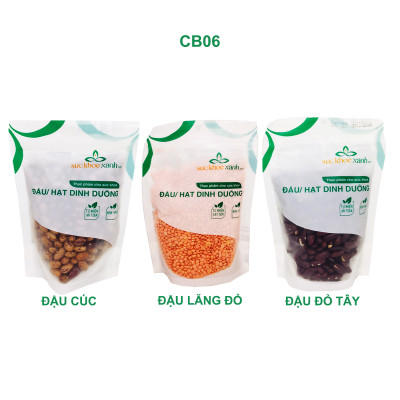 COMBO06: 1 túi Đậu Lăng đỏ - 1 Túi Đậu cúc và 1 Túi Đậu đỏ tây, Mỗi túi 250g