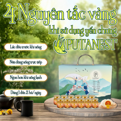 Yến chưng Đông trùng hạ thảo PUTANEST hộp quà tặng cao cấp 12 hũ 70ml đẹp da tăng sức đề kháng