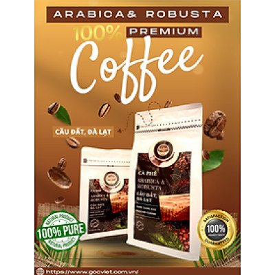 Cà phê Arabica & Robustar Cầu Đất,  Đà Lạt- 100% cà phê nguyên chất dạng rang xay 500 g