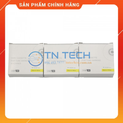 Nhãn in PUTY PT-1012Y - Chữ đen nền vàng 12MM x 8M - Dùng cho máy in ống PUTY PT-1010 [Hàng nhập khẩu]