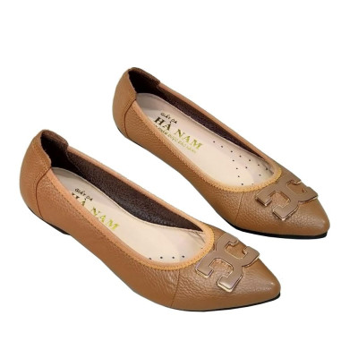 Giày Nữ Búp Bê Đế Bệt HÀ NAM Da Bò Thật Cao Cấp 2cm GBBN2068