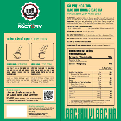 Bạc xỉu vị bạc hà hòa tan The Coffee Factory (Hộp 15 gói x 16g)