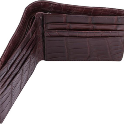 Ví Nam Da Cá Sấu Vip 2 Mặt Da Huy Hoàng HT2729 (12,5 x 10 cm) - Nâu Đất