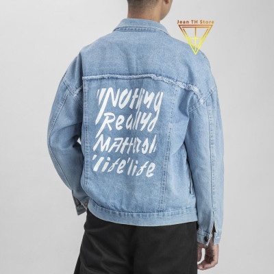 Áo khoác bò phối chữ Nothing Really jean nam trẻ trung năng động cá tính