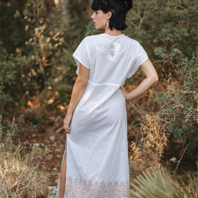 Maxi Trắng Ánh Kim Cotton Isla Bonita