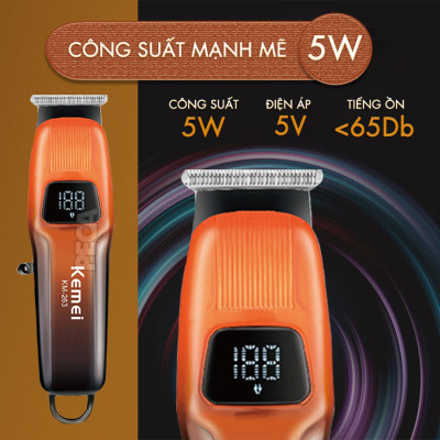 Tông đơ chấn viền Kemei KM-263 công suất mạnh 5W màn hình LCD tiện lợi có thể cạo đầu, khắc tóc tattoo, tạo kiểu- Chính hãng