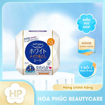 Khăn Giấy Tẩy Trang Dưỡng Trắng Da Kosé Softymo White Cleansing Sheet W (52 miếng)