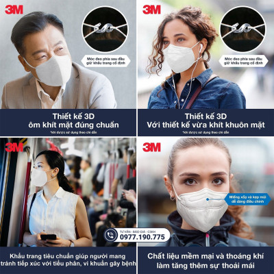 Khẩu Trang 3M KN95 9513 | 3M KF94 9013 Đạt Chuẩn FDA Lọc >95% Bụi Mịn PM2.5 Nhập Khẩu Hàn Quốc - Hàng Chính Hãng 3M - Khẩu Trang Y Tế Chuẩn 3D Mask, Thiết Kế Thoải Mái Khi Đeo