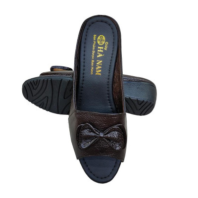 Dép Nữ Quai Ngang Đế Xuồng HÀ NAM Da Bò Thật Cao Cấp DNU2136