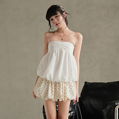 Chân váy ngắn kiểu trái bí họa tiết chấm bi Suki Miều Est.2013