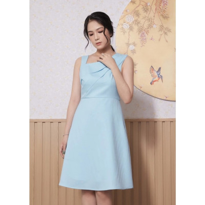 Đầm Lụa Crep Lệch Vai Xếp Ly Chéo Maxivic, La Mộc - LM012228