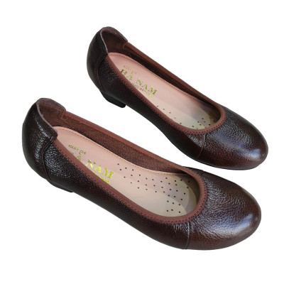 Giày Búp Bê Nữ Cao Gót HA NAM Da Bò Thật Thời Trang Cao Cấp 5cm GBBN2081