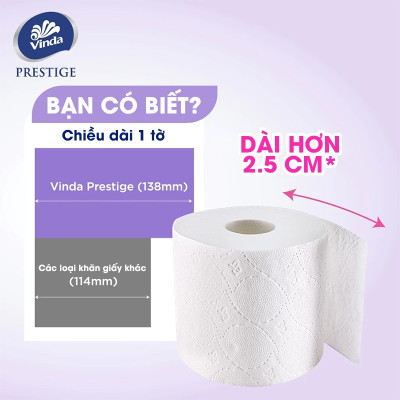 [MUA 1 LỐC GVS PRESTIGE 4D TẶNG 1 CUỘN] Giấy vệ sinh cao cấp Vinda Prestige 4D 3 lớp (8 Cuộn)