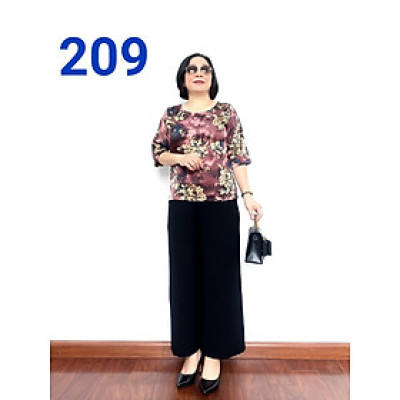 Bộ Đồ Trung Niên Phối Áo Lụa Satin và Quần Đũi Lụa Cao Cấp Cho Mẹ Phù Hợp Mặc Đi Ra Ngoài cũng như ở Nhà - Tuấn Tú Store