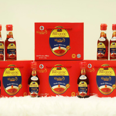 Nước Mắm Cốt Kim Hoa Phú Quốc Hộp 60ml - Hộp 8 chai - mỗi chai 60ml