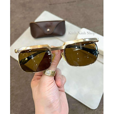 Kính râm nam Solex Mắt thủy tinh cường lực chống vỡ gọng Titanium mạ vàng 14K 