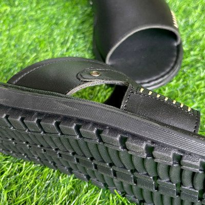 Dép nam da bò đế 3cm Trường Hải 2 màu đen, nâu may full đế DN145