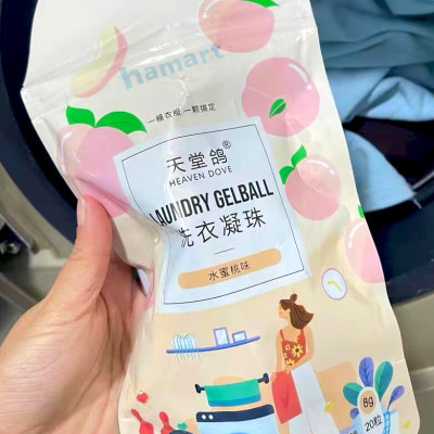 Túi 20 Viên Nước Giặt Quần Áo Hương Đào Heaven Dove 3 Trong 1 Hạt Giặt Xả Đồ Lưu Hương Tiện Lợi